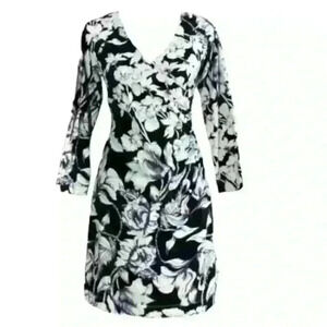 Soft Surroundings Faux Wrap Long Sleeve Surplice Knit Floral Dress 2X
